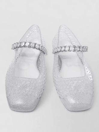 Jimmy Choo London crystal embellished jelly ballerina flats