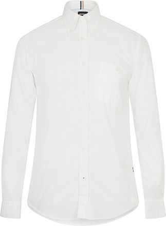 HUGO BOSS Mens Oxford Button Down Collar Long Sleeve Shirt in White - Size X-Large