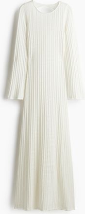 H&M Rückenfreies Kleid in Pointellestrick - White