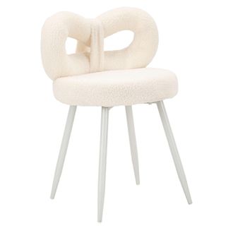 Dmora Silla Rishik, Una Silla, Asiento En Tejido Efecto Boucl&eacute;, Acolchado, Blanco Crema