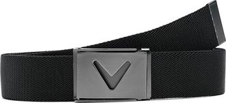 Callaway V-logo Web Belt Mens Belts Caviar, Polyester/Polypropylene
