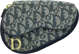 Dior Pre-owned Clutches, female, Blue, Size: ONE SIZE Pre-owned Saddle Zip Pouch