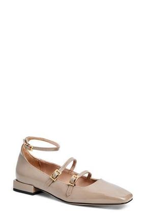 Bruno Magli Petra Ankle Strap Mary Jane Flat in Taupe Crinkle Patent at Nordstrom Rack, Size 8