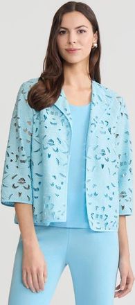 Ming Wang Heritage Embroidered Stitch Woven Topper in Serene at Nordstrom, Size X-Small