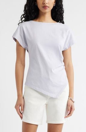 Open Edit Asymmetric Cotton T-Shirt in Purple Evening at Nordstrom, Size Xx-Small
