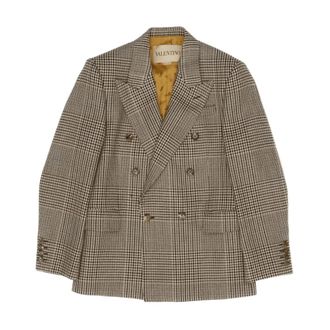 Valentino Double Breasted Beige Formal Jacket - male - Valentino - Blazers - Multicolor - XL - Suits
