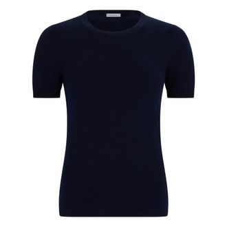 Malo Truien & Vesten, Dames, Blauw, 4Xl, Kasjmier, Trui met korte mouwen en ronde hals