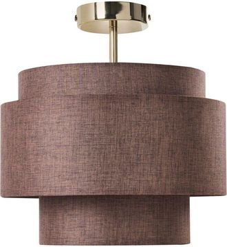 Beliani Pendant Lamp Brown Metal Base Layered Fabric Shade Modern Style Living Room Dining Room LUKAGO