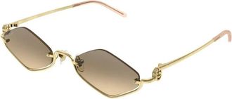 Gucci Stijlvolle zonnebril met gouden montuur - Heren - Zonnebrillen - Geel - 53 MM - Accessoires