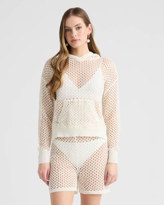 NVLT Womens Crochet Hood Top and Short Set