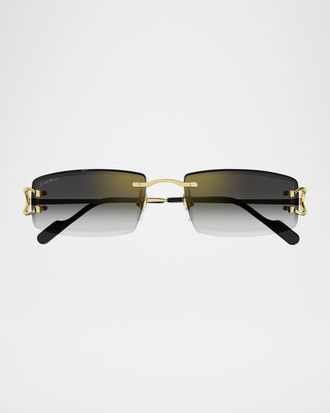 Cartier Men & apos;s Rimless Metal Rectangle Sunglasses