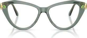 Swarovski 55mm Cat Eye Optical Glasses in Transparent Green/Demo Lens at Nordstrom
