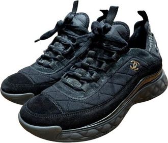 Chanel Black Fabric Trainers Size 40.5