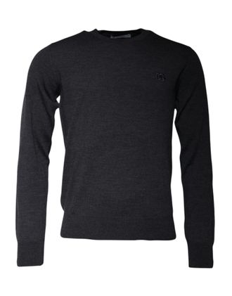 Dolce & Gabbana Mens Crew Neck Jumper Classic Knitwear - Dark Grey Wool - Size EU 46 (Mens)