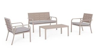 BIZZOTTO Sala de estar de acero y tablero de mesa de HDPE en gris paloma