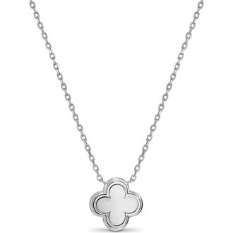 Devata Clover Necklace in Rhodium Plated Sterling Silver at Nordstrom, Size 18