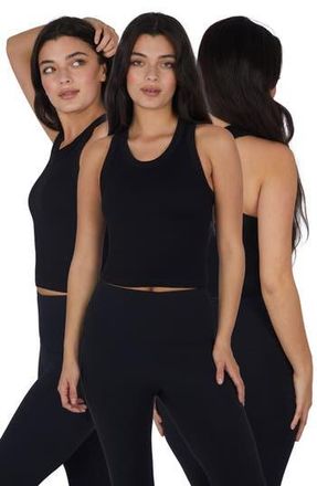 90 Degree by Reflex 3-Pack Seamless Crop Tanks in Black /Black /Black at Nordstrom Rack, Size X-Large