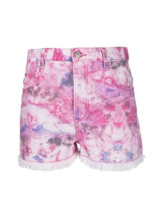 Isabel Marant Lesia Tie-Dye Shorts met gerafelde randen