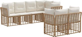 vidaXL Conjunto De Sof&aacute;s De Exterior 7 Uds. 7 Plaza Natural Poli&eacute;ster Vidaxl
