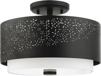 Livex Lighting Noria Black 3 Light Semi-Flush