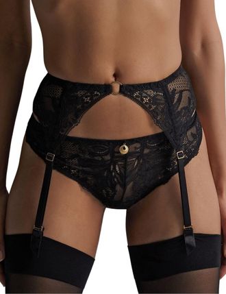 Aubade Womens Gold Pleasure Suspender Belt - Black Polyamide - Size Medium