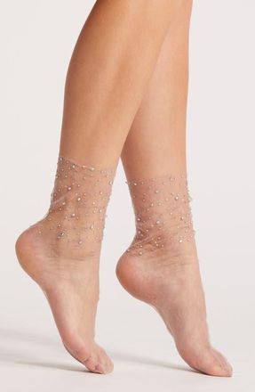 High Heel Jungle Crystal Lace Slouchy Sheer Tulle Socks in Lilac at Nordstrom