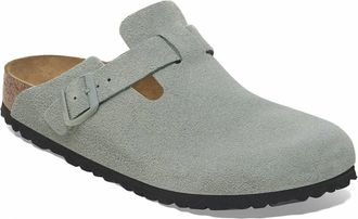 Birkenstock Womens Boston Soft Footbed Clog - Narrow Width In Suede Pure Sage