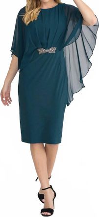 Joseph Ribkoff Chiffon Cape Dress In Mermaid Green