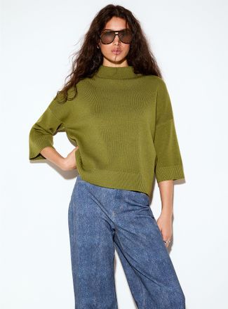 Icone Womens 3/4-sleeve mock-neck sweater