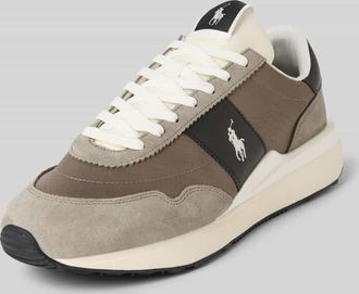 Polo Ralph Lauren Sneaker aus Leder-Mix mit Logo-Stitching Modell Train in Mittelgrau, Größe 40