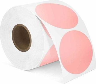 OEM (800 Etiquetas, Rosa) 1 Etiqueta Redonda Rosa De Impresi&oacute;n T&eacute;rmica Directa, Autoadhesiva, Resistente A Ara&ntilde;azos, Agua, Suciedad, Polvo Y Aceite