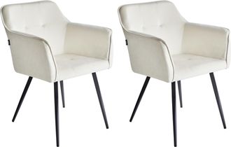 Beliani Beliani - Conjunto De 2 Sillas De Comedor De Terciopelo Reposabrazos Beige Claro Jasmin