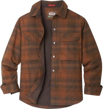 Stio Mens Buckhorn Insulated Snap Shirt In Peppercorn Plaid