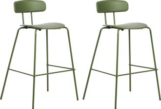 Beliani Beliani - Conjunto De 2 Sillas De Bar Taburetes Altos De Pl&aacute;stico Patas De Metal Verde Sibley