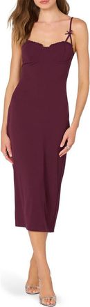 ASTR the Label Bow Strap Midi Dress in Burgundy at Nordstrom, Size X-Small