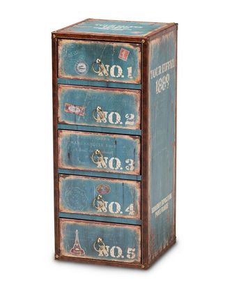 Baxton Studio Dnu Baxton Studio Alba Vintage Rustic Blue Wood 5-Drawer Accent Storage Chest