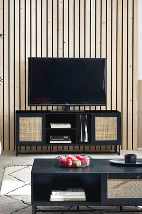 Julian Bowen Padstow Rattan TV Unit in Black