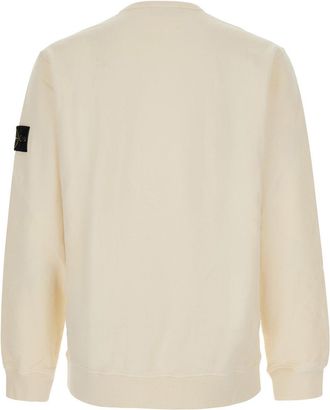 Stone Island Mens Zip-Up Hoodie White Organic Cotton Sweatshirts Sweater