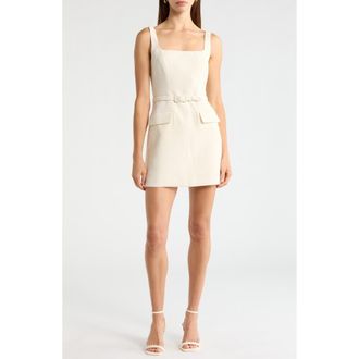 ASTR the Label Adelyn Belted Tweed Minidress in Ivory at Nordstrom, Size X-Large
