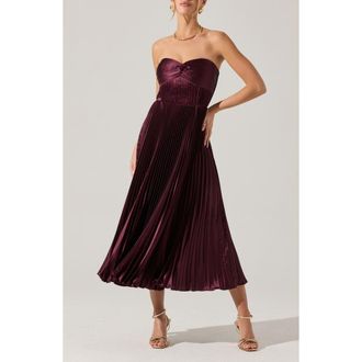 ASTR the Label Ascella Strapless A-Line Dress in Wine at Nordstrom Rack, Size Medium