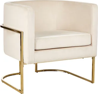 Beliani Beliani - Sill&oacute;n Moderno Elegante Con Respaldo Redondeado Tapizado En Terciopelo Beige Claro Decorativo Estructura Dorada Sirkka