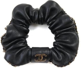 Chanel Pre-owned Accessories, female, Black, Size: ONE SIZE Pre-owned Leather Hair Accessory