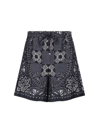 Amiri Black and White Paisley Print Shorts
