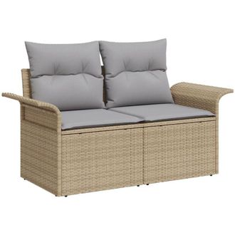 vidaXL Sof&aacute; De Jard&iacute;n Con Coj&iacute;n Beige 141 X 62 X 69 Cm Rat&aacute;n Sint&eacute;tico Vidaxl