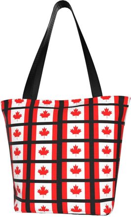 AOOEDM Tote Bag Canada Flag Pattern Shopping Bags Small Reusable Market Bag Beach Tote Bags Travel Totes