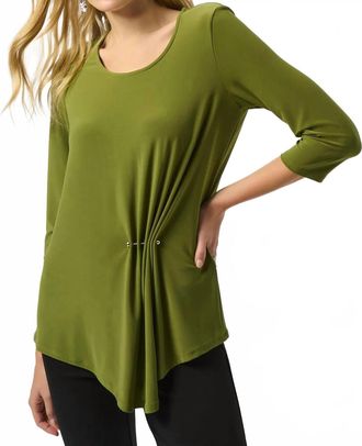 Joseph Ribkoff Asymmetrical Scoop Neck 3/4 Sleeves Tunic Top In Artichoke