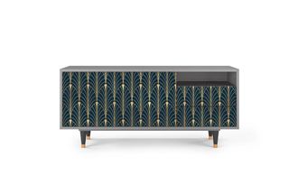 StoryZ Mueble de TV azul y amarillo 2 cajones y 2 puertas L 125 cm