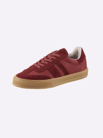 Heine Sneaker HEINE, Damen, Gr. 36, rot (bordeaux), Glattleder, Leder, Veloursleder, Schuhe Sneaker