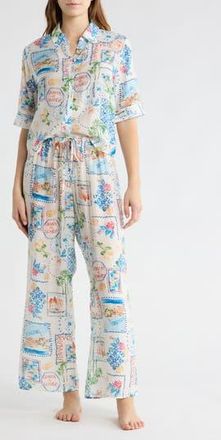 Abound Swim Cover-Up Shirt & Shorts in Ivory Postcard Multi at Nordstrom Rack, Size X-Small