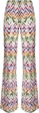 Missoni Rechte Broek van Bedrukte Tule - Dames - Wijde Broeken - Veelkleurig - M - Tule - Broeken